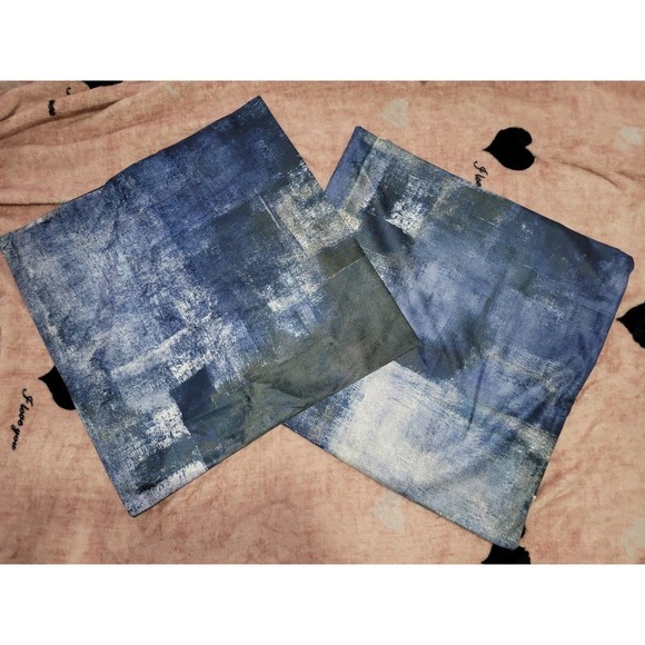 2 pillow cases blue denim look - Picture 1 of 2